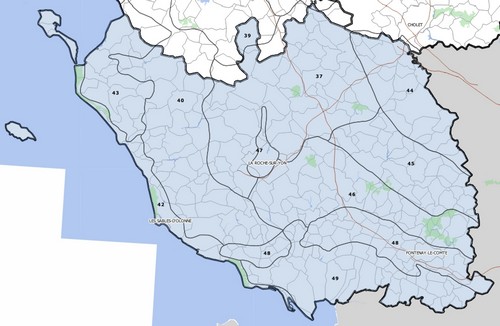 Carte des unités paysagères de la Vendée