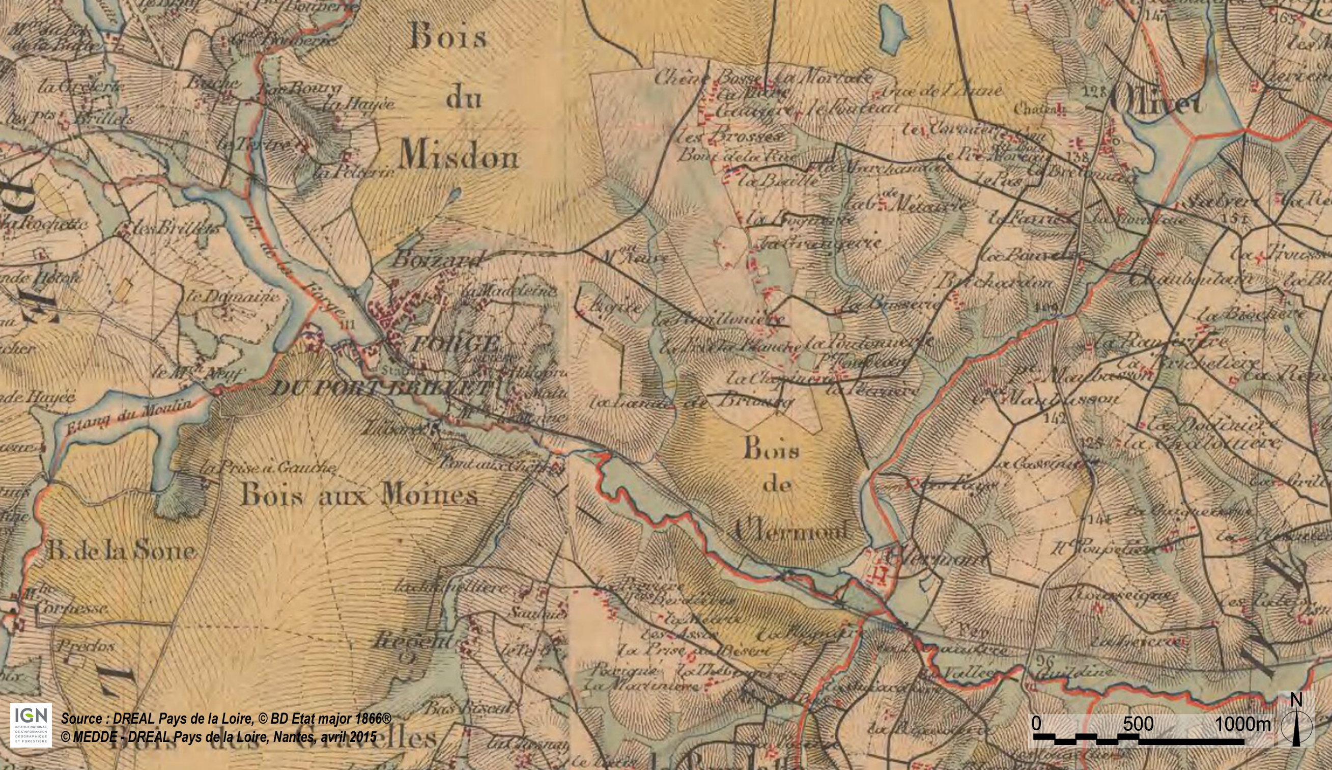 Carte d'état-major (1866) - (SCAN Historique à l'échelle du 1 : 40000) en grand format (nouvelle fenêtre)