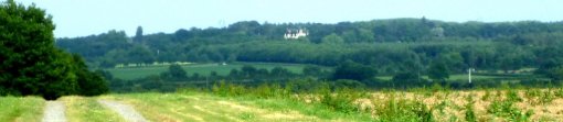 Quelques châteaux sont visibles depuis les coteaux ou rebords de plateaux au coeur de leur parc arboré (Chambellay) en grand format (nouvelle fenêtre)