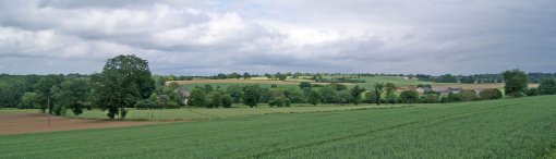 Ondulations souples du relief aux abords de la vallée de la Mayenne (Ménil) en grand format (nouvelle fenêtre)