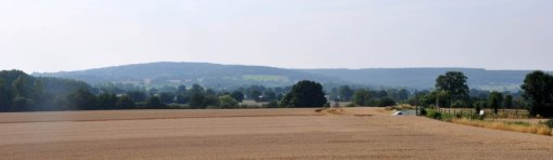 Horizon marqué par la crête boisée de la corniche de Pail depuis la campagne de Saint-Pierre-de-Nids en grand format (nouvelle fenêtre)