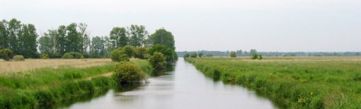Paysages horizontaux ouvert des marais privés traversés par le Canal de la Boulaie (Crossac) en grand format (nouvelle fenêtre)