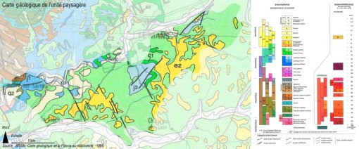 Carte géologique de l'unité paysagère des clairières entre Sarthe et Loir en grand format (nouvelle fenêtre)