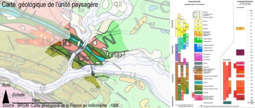 Carte géologique de l'unité paysagère (source BRGM) en grand format (nouvelle fenêtre)