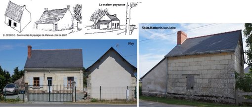 Illustration des composantes architecturales de la maison paysanne en grand format (nouvelle fenêtre)