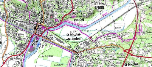 Carte IGN 2013 du secteur de Saint-Nicolas-de-Redon (SCAN 25) en grand format (nouvelle fenêtre)