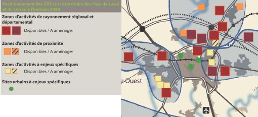 Extrait du DOO du SCoT du Pays de Laval et de Loiron sur la localisation des zones d'activités. en grand format (nouvelle fenêtre)