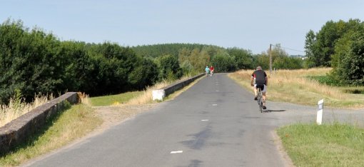 Cheminement de la Loire à vélo sur la levée de la Possonnière (49) en grand format (nouvelle fenêtre)