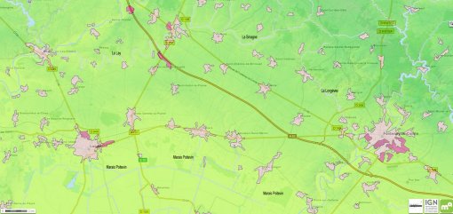 Carte de localisation des bourgs autour de la plaine (Source : IGNopenstreetmap) en grand format (nouvelle fenêtre)