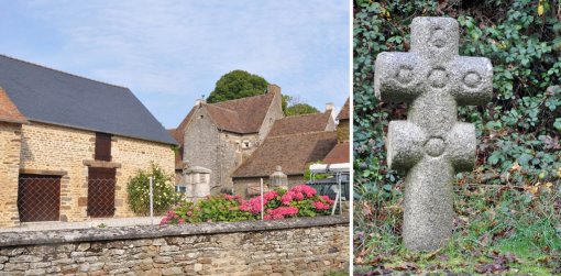 Gneiss et granit mis en oeuvre dans l'architecture rurale et le petit matrimoine (Ferme à Champfrémont et Calvaire à Saint-Georges-le-Gaultier) en grand format (nouvelle fenêtre)