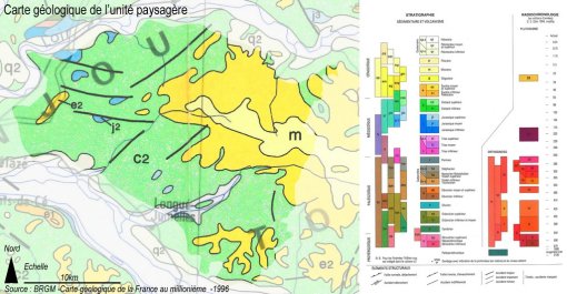 Carte géologique de l'unité paysagère des plateaux du Baugeois en grand format (nouvelle fenêtre)
