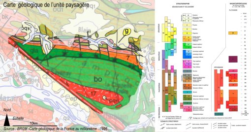 Carte géologique de l'unité paysagère du bocage du sillon de Bretagne en grand format (nouvelle fenêtre)