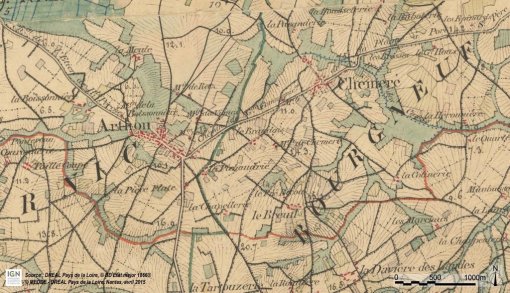 Chéméré et d'Arthon-en-Retz – Carte d'état-major (1866) - (SCAN Historique à l'échelle du 1 : 40000) en grand format (nouvelle fenêtre)