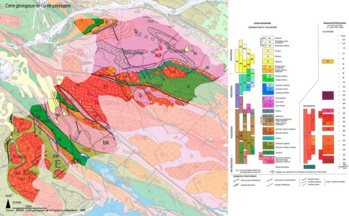 Carte géologique de l'unité paysagère des bocages vendéens et maugeois (source : BRGM) en grand format (nouvelle fenêtre)