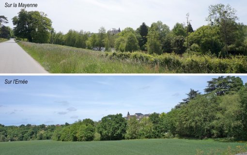 Saint-Jean-sur-Mayenne ancien camp fortifié implanté sur l'éperon de confluence entre l'Ernée et la Mayenne en grand format (nouvelle fenêtre)