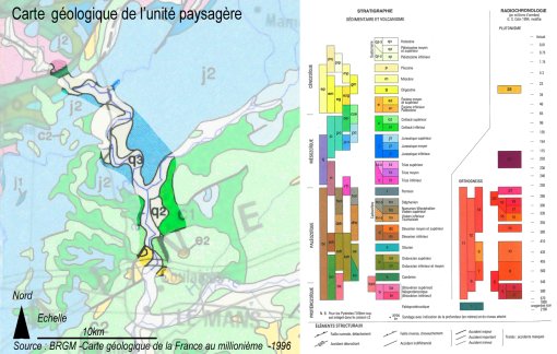 Carte géologique de l'unité paysagère des balcons de la Sarthe en grand format (nouvelle fenêtre)