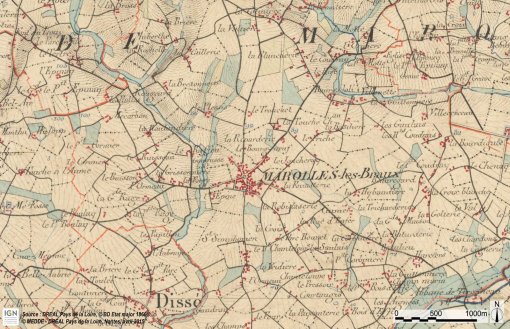 Marolles-les-Braults – Carte d'état-major (1866) - (SCAN Historique à l'échelle du 1 : 40000) en grand format (nouvelle fenêtre)