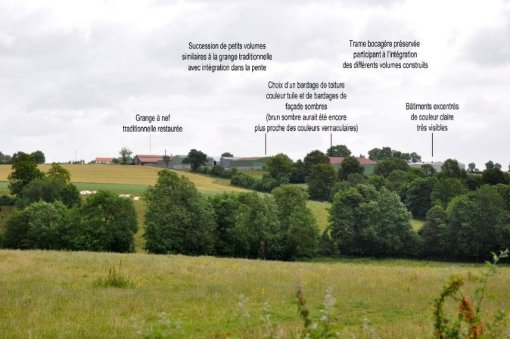 Des réflexions sur l'implantation et la qualité des bâtiments agricoles qui améliorent leur perception dans le paysage en grand format (nouvelle fenêtre)