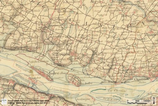 Ouest de l'agglomération nantaise – Carte d'état-major (1866) - (SCAN Historique à l'échelle du 1 : 40000) en grand format (nouvelle fenêtre)