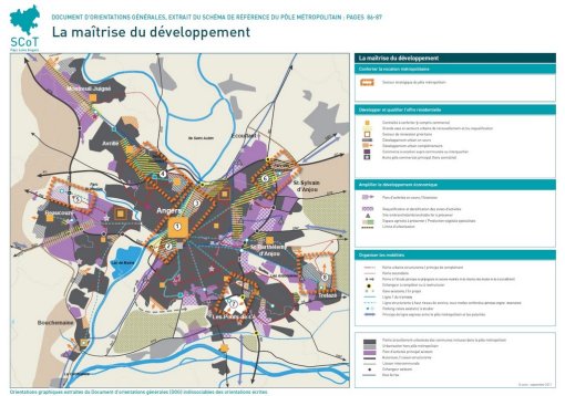 En limitant le développement urbain en extension, le SCoT favorise une évolution des paysages urbains et un ralentissement du développement en extension. (Source : Pays Loire Angers. Schéma de Cohérence Territorial. 2011) en grand format (nouvelle fenêtre)