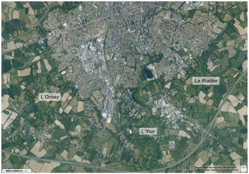 Photo aérienne de la ceinture sud de l'urbanisation par les vallons de l'Ornay et de la Riallée en grand format (nouvelle fenêtre)