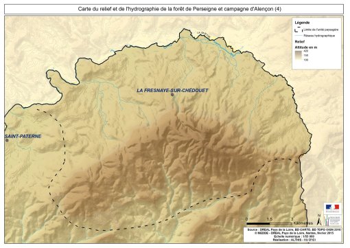 Carte du relief et de l'hydrographie de l'unité paysagère en grand format (nouvelle fenêtre)