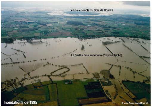 Importance des phénomènes d'inondations dans les basses vallées angevines (Source : Étriché. Inondations. 1995) en grand format (nouvelle fenêtre)