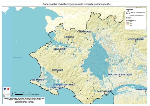 Extrait de carte géologique de l'unité paysagère de la presqu'île guérandaise (source BRGM) en grand format (nouvelle fenêtre)