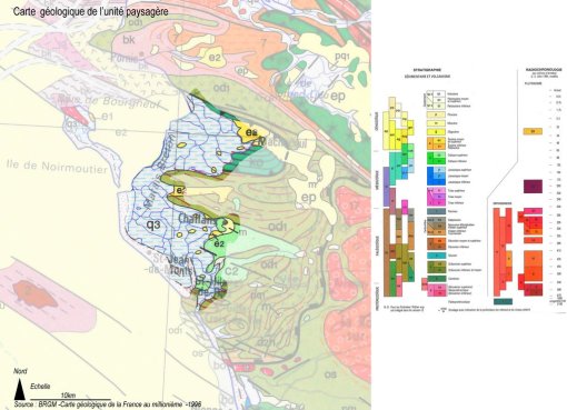 Carte géologique de l'unité paysagère du marais breton vendéen (source : BRGM) en grand format (nouvelle fenêtre)