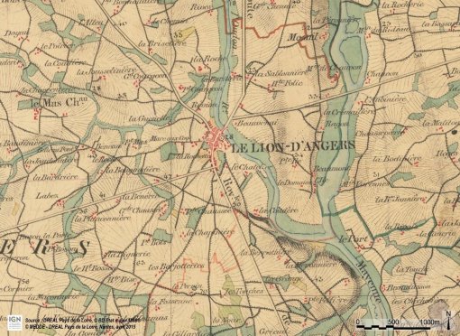 Le Lion-d'Angers – Carte d'état-major (1866) - (SCAN Historique à l'échelle du 1 : 40000) en grand format (nouvelle fenêtre)
