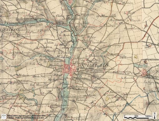 Saint-Calais – Carte d'état-major (1866) - (source : IGN) en grand format (nouvelle fenêtre)