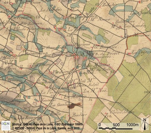 Saint-Mars-du-Désert – Carte d'état-major (1840) - (SCAN Historique à l'échelle du 1 : 40000) en grand format (nouvelle fenêtre)