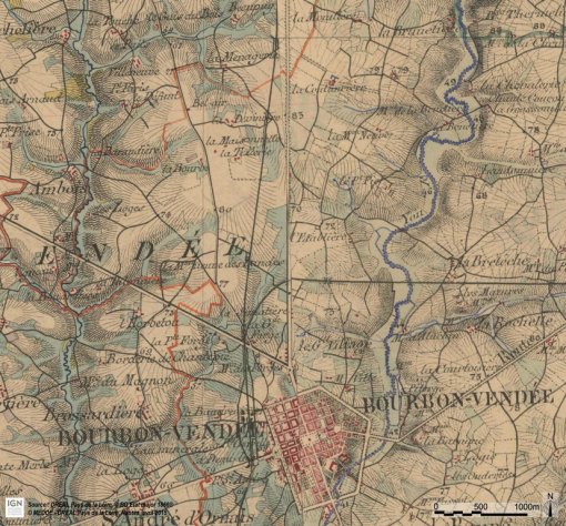 La Roche-sur-Yon – Carte d'état-major (1866) - (SCAN Historique à l'échelle du 1 : 40000) en grand format (nouvelle fenêtre)
