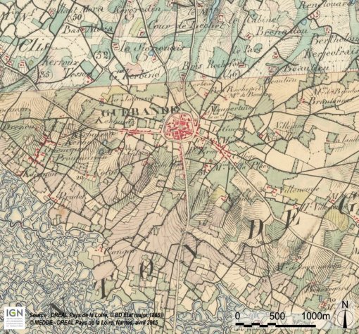 Guérande – Carte d'état-major (1866) - (SCAN Historique à l'échelle du 1 : 40000) en grand format (nouvelle fenêtre)