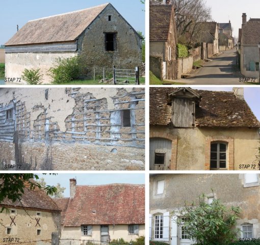 Diversité des matériaux de construction mis en oeuvre dans le bâti patrimonial rural (source : services de l'architecture et du patrimoine de la Sarthe) en grand format (nouvelle fenêtre)