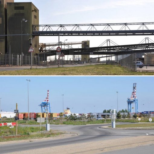 Un paysage industrialo-portuaire monumental à la mesure des cargos accueillis sur les terminaux (Montoir-de-Bretagne) en grand format (nouvelle fenêtre)