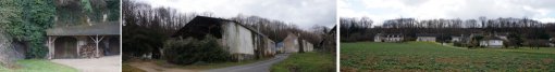 Habitat troglodyte en appui sur le coteau calcaire et habitat traditionnel rural sous forme de petit hameau linéaire implanté en pied de coteau (Beaumont sur Dême) en grand format (nouvelle fenêtre)