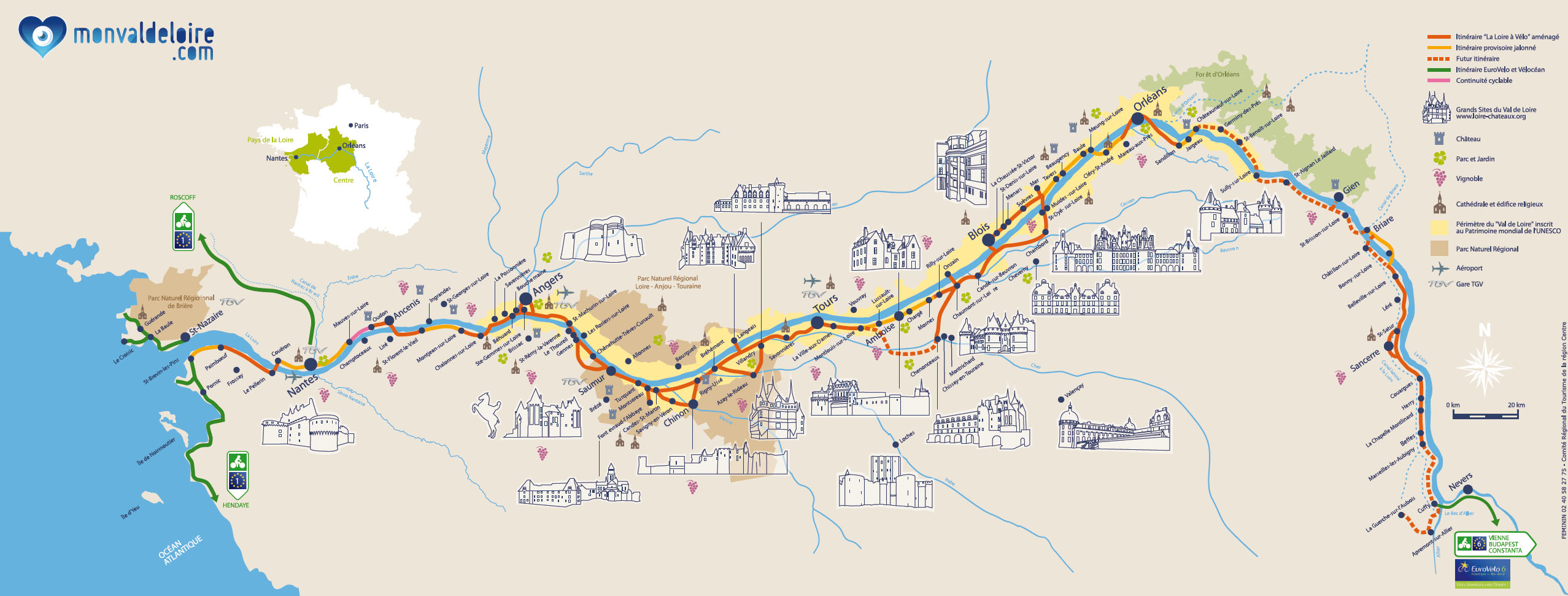 Itinéraire de la Loire à vélo (source : monvaldeloire.com)