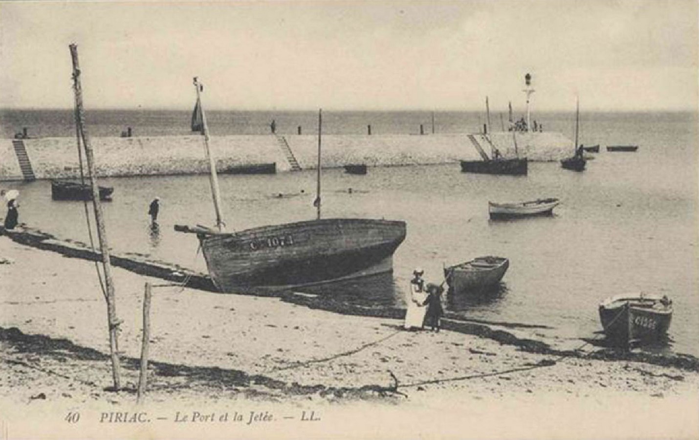 Représentation du petit port de pêche et de plaisance – Piriac – Le port et la Jetée (Archives départementales de Loire-Atlantique, 23Fi1344)