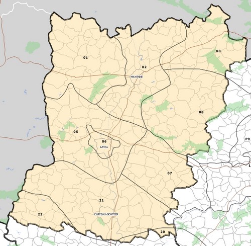Carte des unités paysagères de la Mayenne