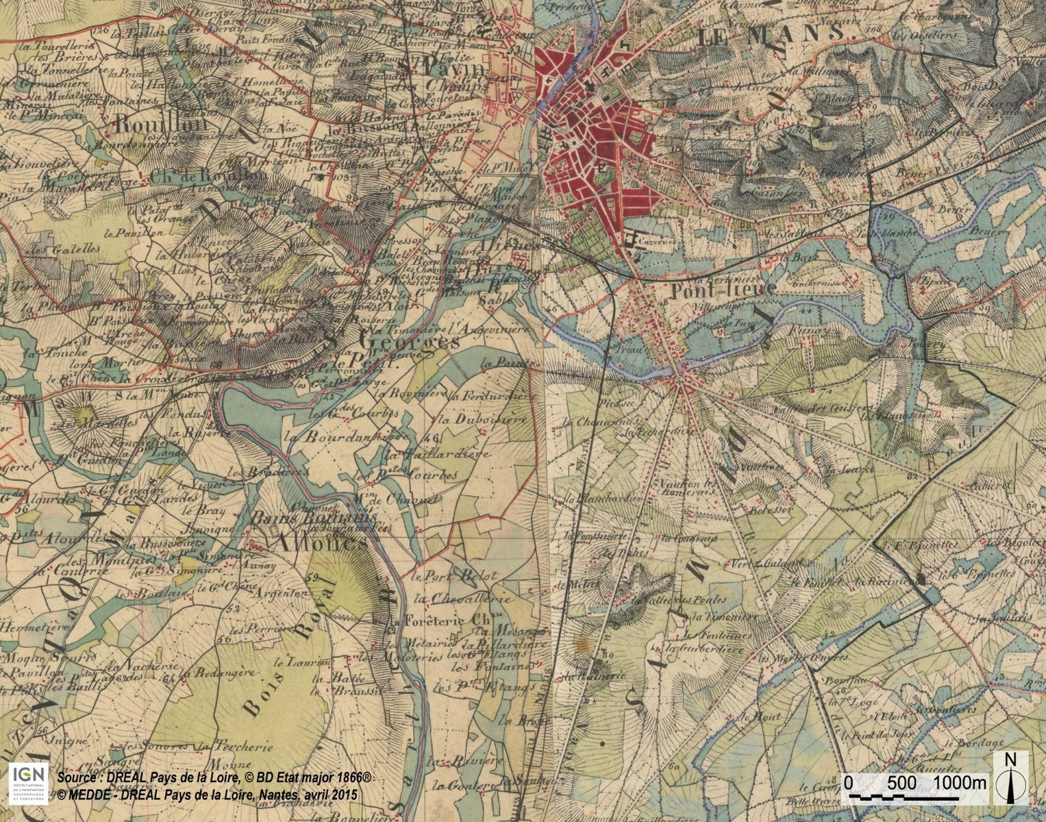 Carte d’état-major (1866) - (SCAN Historique à l’échelle du 1 : 40000)