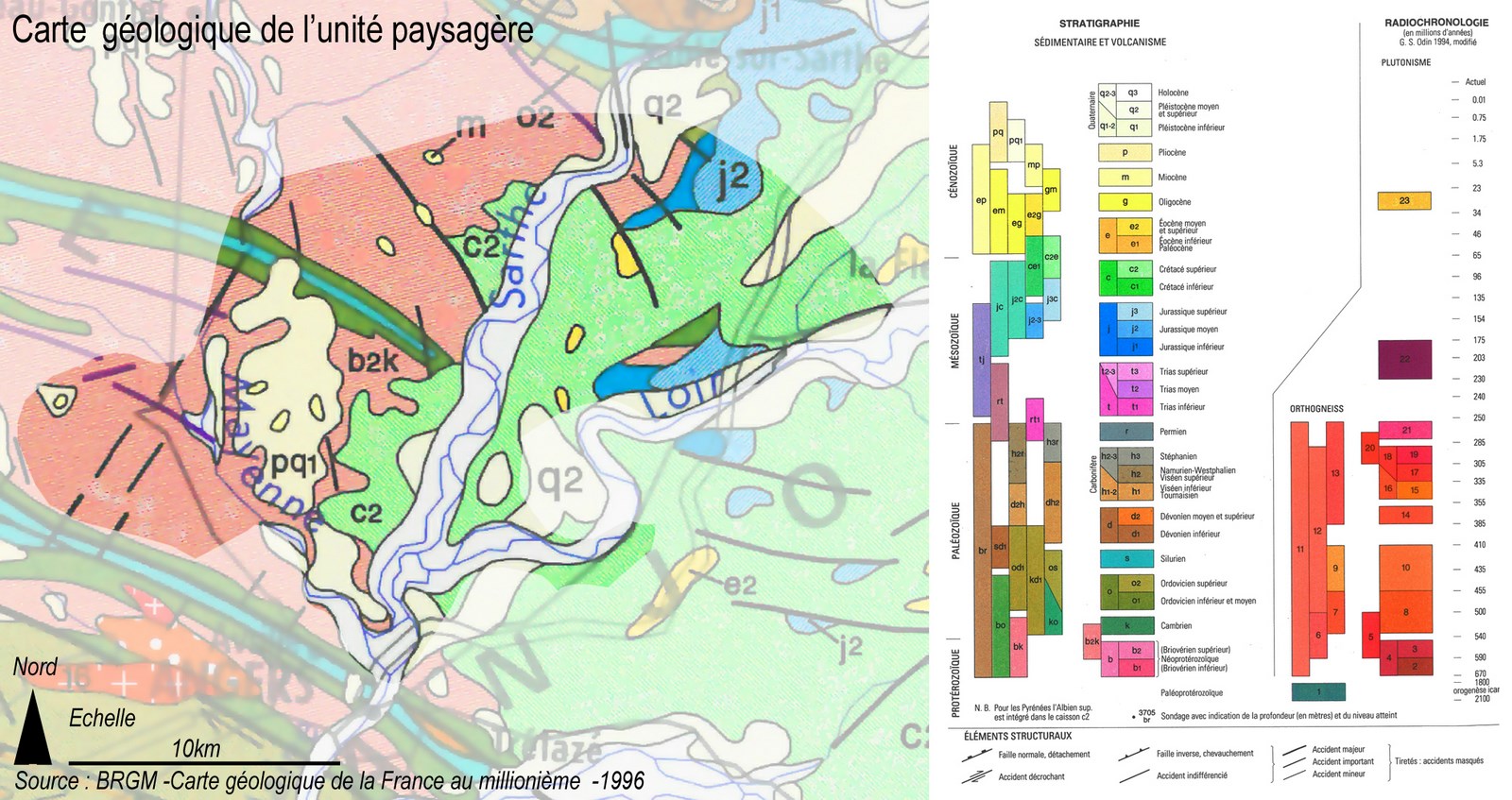 Carte géologique de l’unité paysagère des vallées du Haut-Anjou