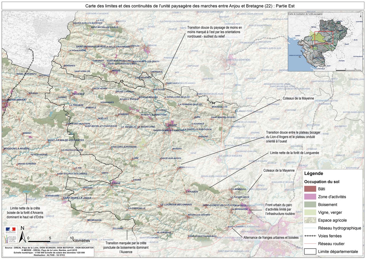 Carte des limites et des continuités de l'unité paysagère (partie Est)