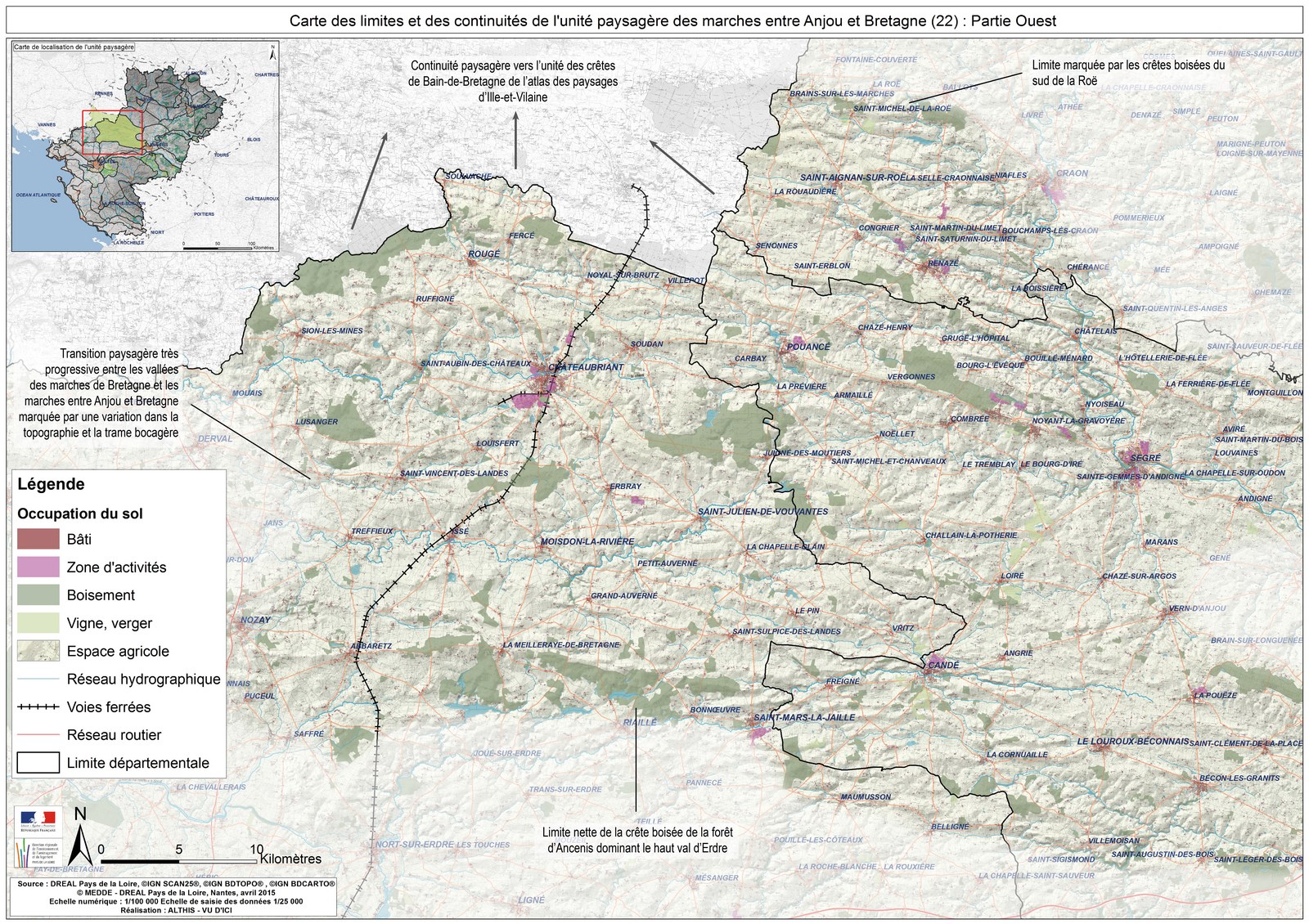 Carte des limites et des continuités de l'unité paysagère (partie Ouest)