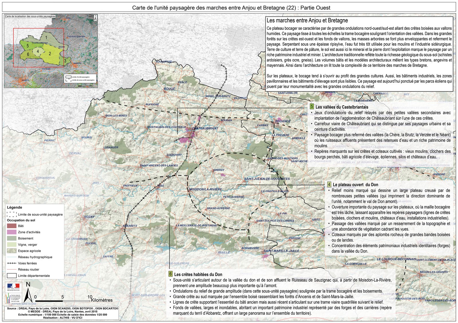 Carte de l'unité paysagère des marches entre Anjou et Bretagne (partie Ouest)