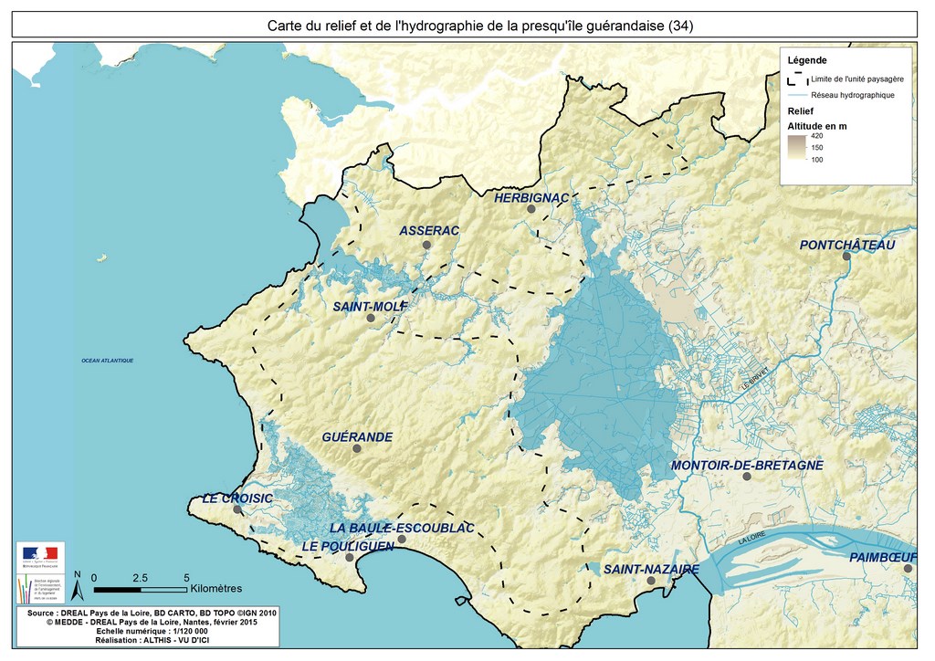 Extrait de carte géologique de l’unité paysagère de la presqu’île guérandaise (source BRGM)