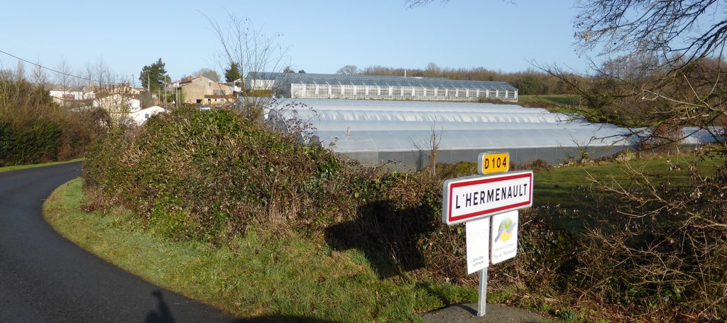 La présence de serres horticoles laisse une empreinte visuelle imposante dans le paysage (L’Hermenault – 2015)