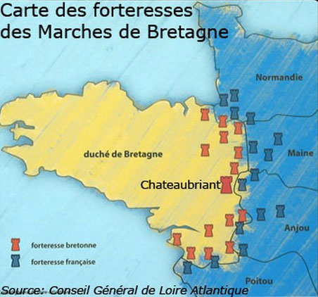 Carte des forteresses des Marches de Bretagne en grand format (nouvelle fenêtre)