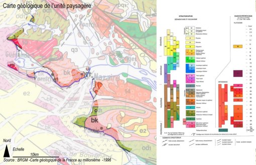 Extrait de carte géologique de l'unité paysagère de la côte bretonne méridionale (source BRGM) en grand format (nouvelle fenêtre)