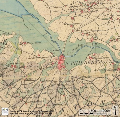 Saint-Philbert-de-Grand-Lieu – Carte d'état-major (1840) - (SCAN Historique à l'échelle du 1 : 40000) en grand format (nouvelle fenêtre)